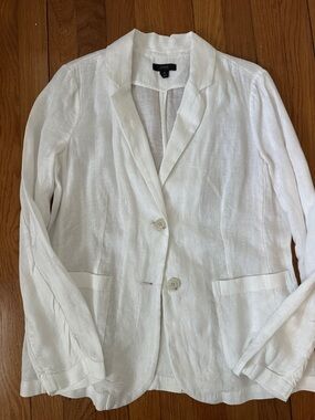 J. Crew White Linen Notch-Lapel Blazer